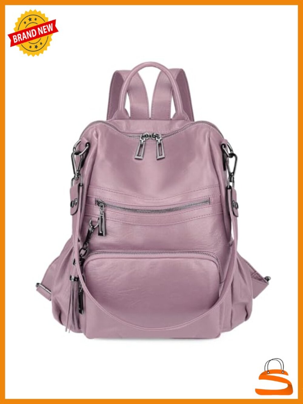 Vegan Leather Tassel Convertible Backpack Purse Ladies Fashion Shoulder Bag